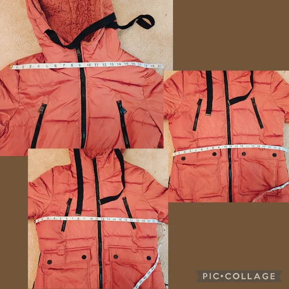 Y2K Rocawear Quilted Puffer Parka Jacket w Sherpa Hood Multi Pockets & Zip Sides - Picture 14 of 16